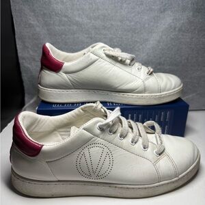 Valentino White and Pink Leather Sneakers size 7